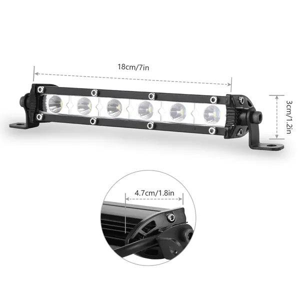 Light Bar Single Row Offroad Spot Lights 18W Ultra Slim Straight
