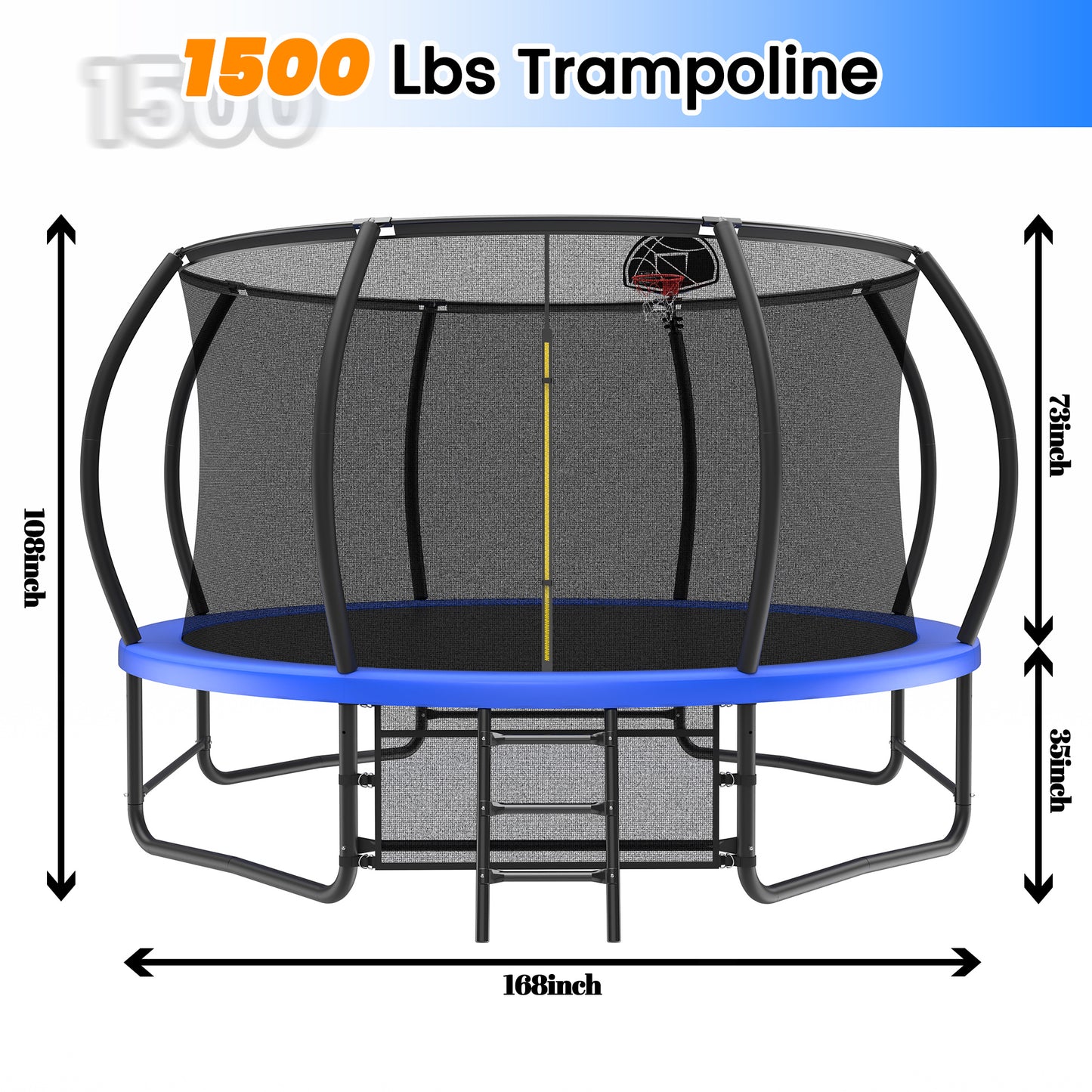 14 Foot Fenced Trampoline - Leisure Trampoline With Ladder And Rust Proof Coating, Prohibited Platform Temu