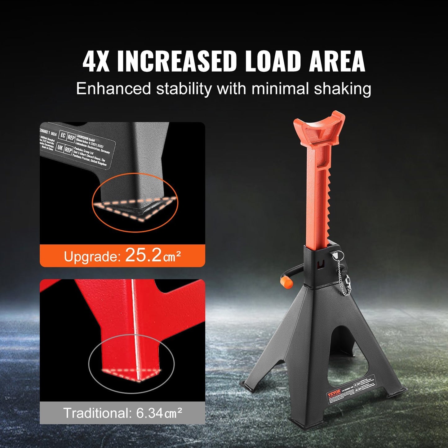 VEVOR Jack Stands, 6 Ton  13,000 Lbs Capacity Car Jack Stands Double Locking, 14.2 -23 Inch Adjustable Height, For Lifting SUV, Pickup Truck, Car And UTV ATV, Red, 1 Pair