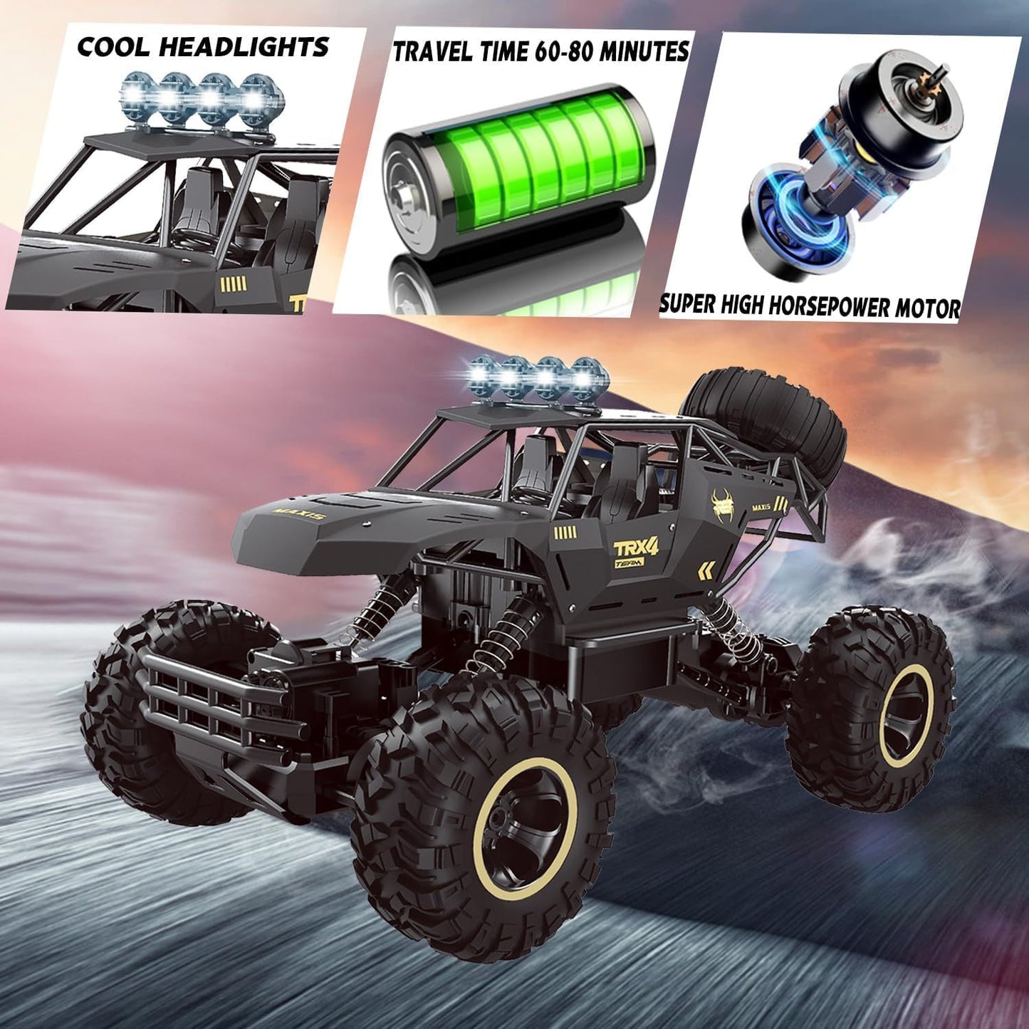 2025 NEW 4DRC Rc Car  Rock Crawler Rechargeable Off Road Truck 4WD , Metal Shell LED Headlights RC Remote Control Off Road Car Truck,Logistics Is Randomly Sent By UPS,USP.