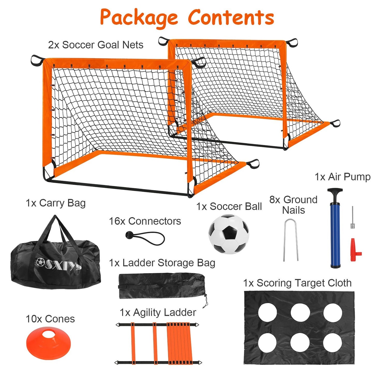 1Set Kids Soccer Goals Set For Yard Portable Soccer Training Equipment With Cones Agility Ladder Target Carry Bag For Toddler Outdoor Sport Play