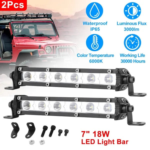 Light Bar Single Row Offroad Spot Lights 18W Ultra Slim Straight