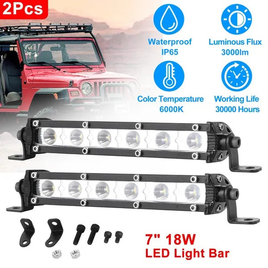 Light Bar Single Row Offroad Spot Lights 18W Ultra Slim Straight