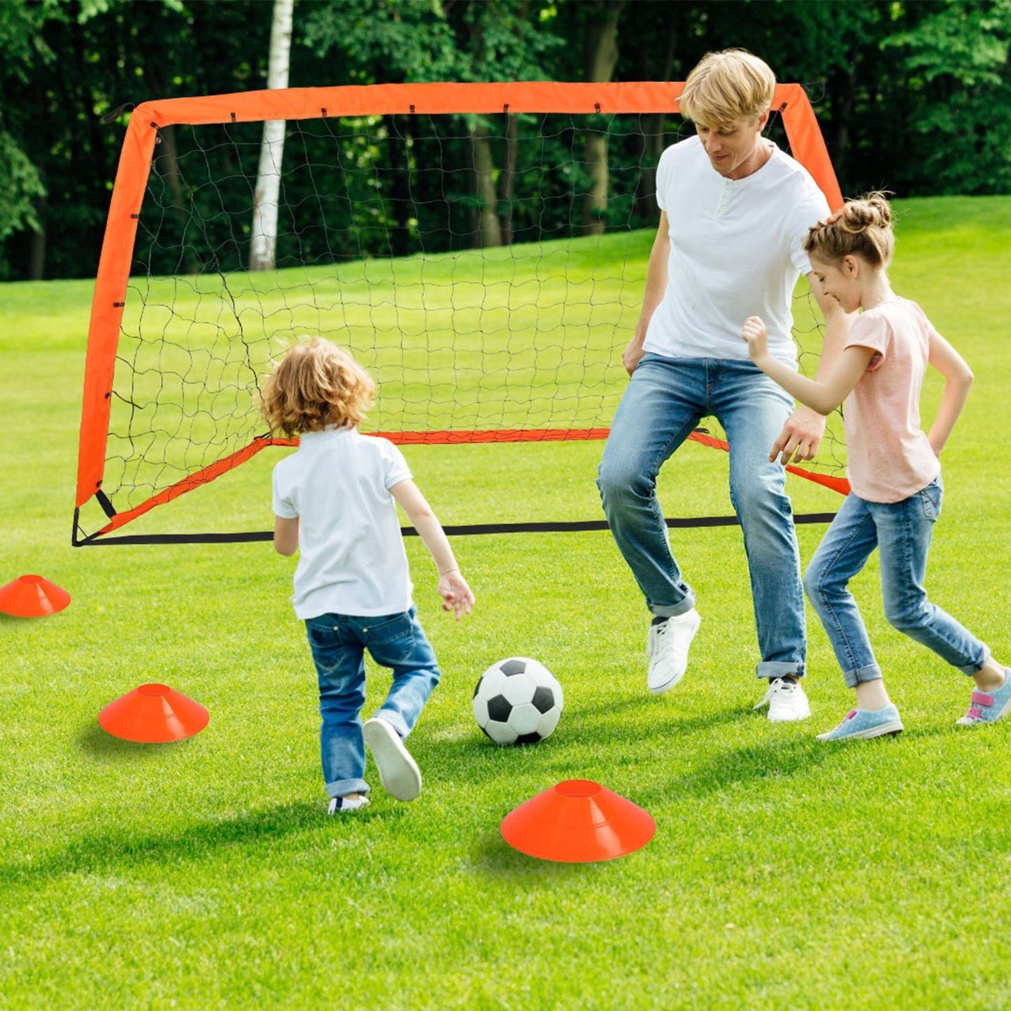 1Set Kids Soccer Goals Set For Yard Portable Soccer Training Equipment With Cones Agility Ladder Target Carry Bag For Toddler Outdoor Sport Play
