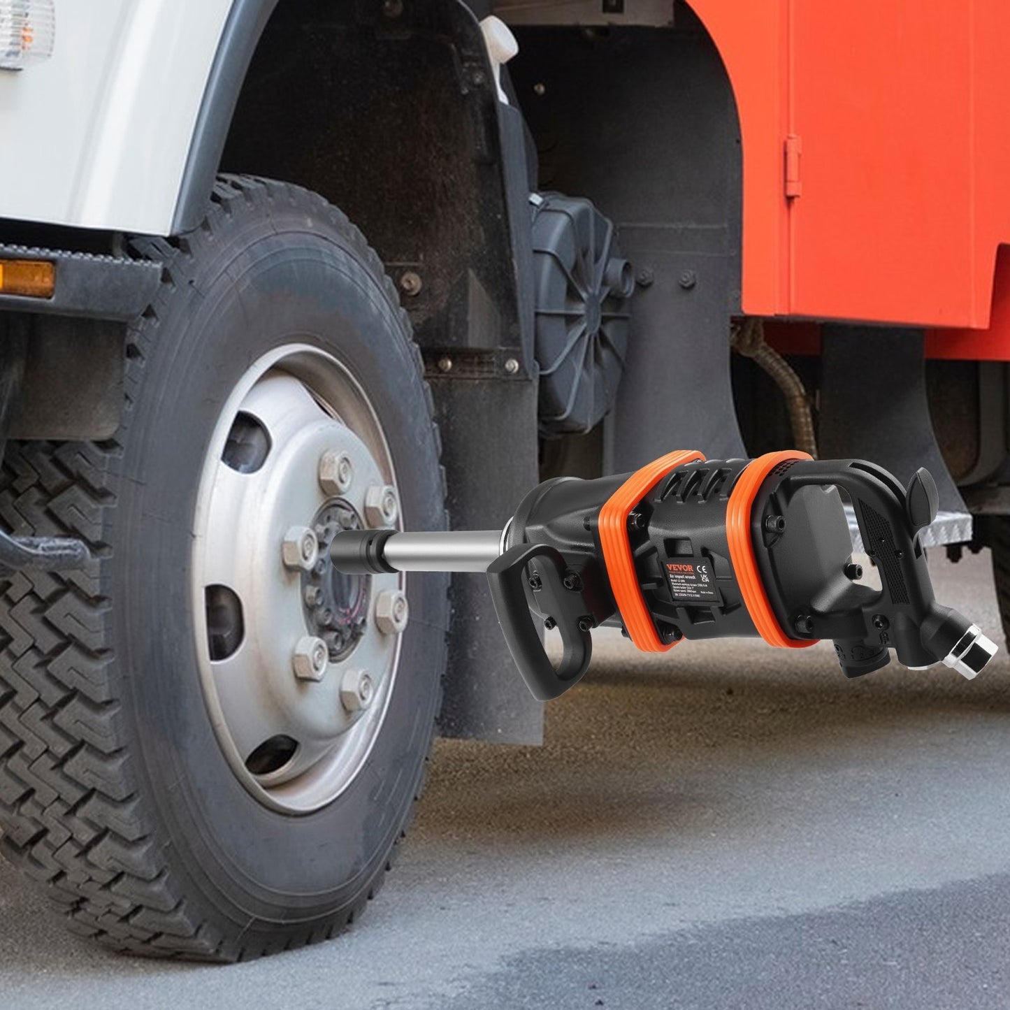 VEVOR 1 Inch Air Impact Wrench, Up To 5175 Ft-lbs Beast Reverse Torque Output Pneumatic Impact Gun   8 Inch Extended Anvil For Repairs And Maintenance Of Heavy Duty Machinery  Semi-Truck  Bus